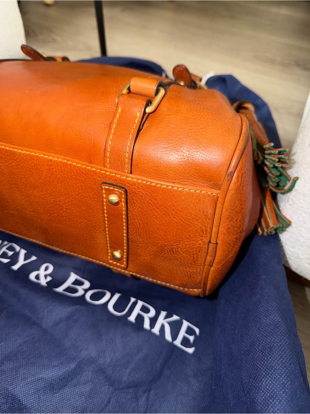 Dooney & Bourke Florentine Tan Leather Satchel Handbag - Picture 8 of 14